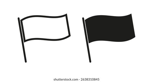 Minimalist vector illustration of two waving flags – one black and one white.	