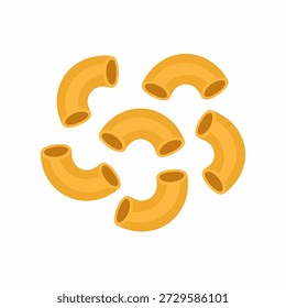 A minimalist vector illustration of a uncooked macaroni pasta pieces