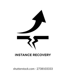 Minimalist vector illustration of an upward arrow breaking through barriers, symbolizing instance recovery, resilience, and business continuity in professional settings.