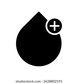 Ilustración vectorial minimalista del icono de la gota de agua con un signo más