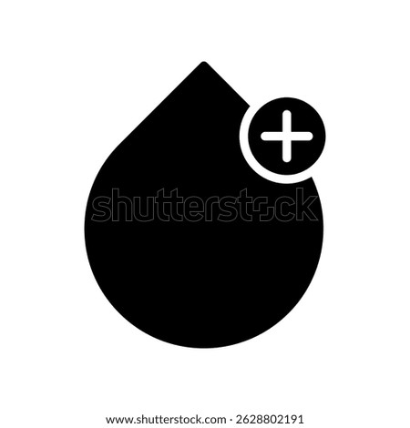 Minimalist Vector Illustration of Water Drop Icon With a Plus Sign