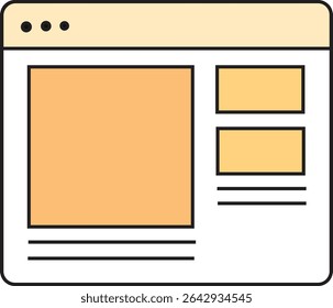 Minimalist Vector Illustration of Web Page Interface Layout for UI UX Design, Website Development, and Digital Projects