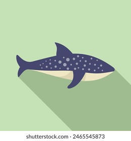 Minimalist vector illustration of a whale shark on a soft green background, perfect for ecological themes