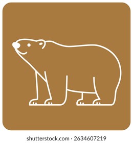 A minimalist vector illustration of a white polar bear outline against a brown background