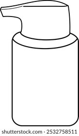 A minimalist vector illustration of a wide pump serum bottle, featuring clean lines and a simple black and white color palette.