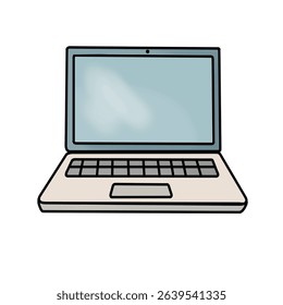 Minimalist vector illustration of a workspace with a laptop, Cozy home office concept with soft colors, ideal for remote work, freelancing, and productiv