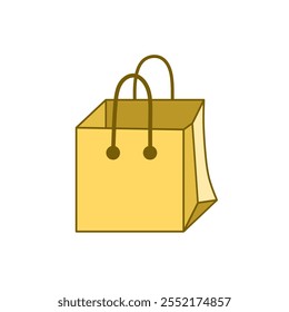 Ilustración vectorial minimalista de un bolso de compras amarillo con asa. Perfecto para temas relacionados con las compras, el comercio minorista y el consumismo, destacando la simplicidad y la funcionalidad.