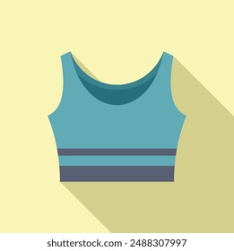 Minimalist vector image showcasing a blue sports bra with a shadow, isolated on a pastel background