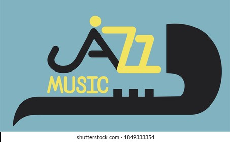 minimalist vector jazz poster with trumpet and saxophone