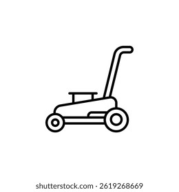Minimalist vector lawnmower icon for groundskeeping equipment concepts