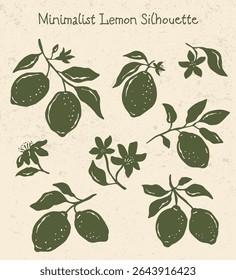 Minimalist vector lemon silhouettes set	