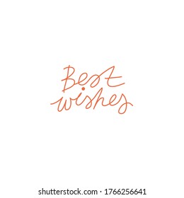 Minimalist vector lettering. Best Wishes quote. Hand drawn inscription in red color. For greeting cards. Birthday, celebration.