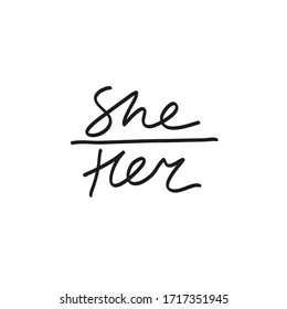 Minimalist vector lettering. Hand drawn inscription in black and white. She Her. Preferred Gender Pronouns. For cards, posters.