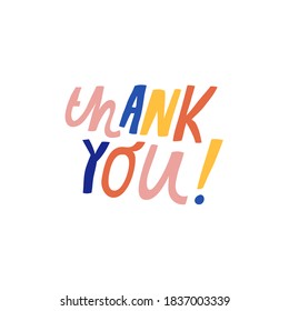 Minimalist vector lettering. Thank You hand drawn inscription. Gratitude. For cards, stationery. 