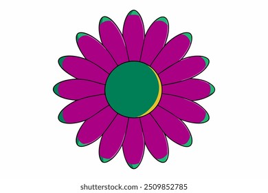 Arte de línea de Vector minimalista de flor de margarita sobre fondo blanco. Clipart de Ilustración vectorial y Logotipo