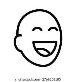 Minimalist vector line art of a joyful laughing face. Perfect for positive branding, mental wellness, happiness icons, and cheerful emoji projects.