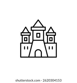 Minimalist vector line icon illustration of a fairy tale castle
