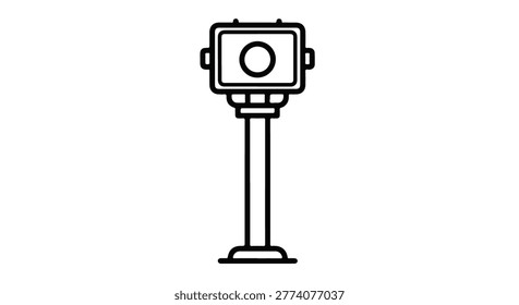 Minimalist vector line icon of a public observation telescope stand.