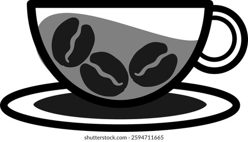 A minimalist vector logo of a coffee cup with a coffee bean symbol inside. The design uses clean lines and a modern style, perfect for cafes, coffee brands, or baristas.