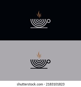 Minimalist vector logo for coffee shop. Combination of Cup and 
 Spot or point, Simple and modern