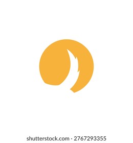 Minimalist vector logo design featuring a white animal tail silhouette in negative space against a vibrant yellow circular background.