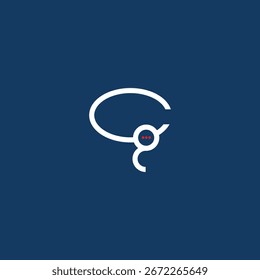 Minimalistisches Vektorlogo, das einen abstrakten Umriss des Gehirns darstellt, der mit einer durchgehenden Linie und einem kreisförmigen Element geformt ist und Gedanken, Intelligenz und Innovation symbolisiert.