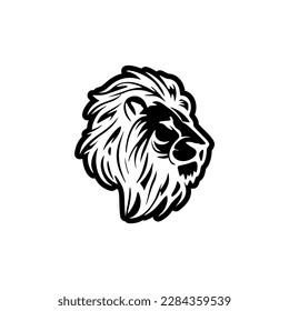 ﻿A minimalist vector logo of a lion in black and white.