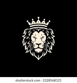 Minimalist vector logo of lion king.
