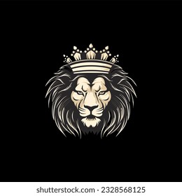 Minimalist vector logo of lion king.