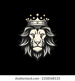 Minimalist vector logo of lion king.