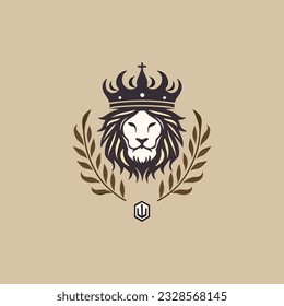 Minimalist vector logo of lion king.