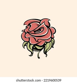 Minimalist vector logo of roses with artistic lines, suitable for your company or business logo needs in the field of flower breeding or cosmetics and perfumes