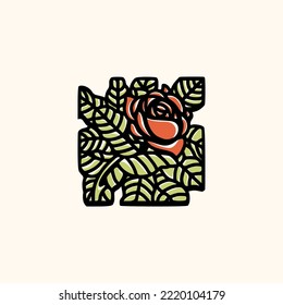 Minimalist vector logo of roses with artistic lines, suitable for your company or business logo needs in the field of flower breeding or cosmetics and perfumes