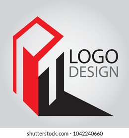 A minimalist vector logo using letters P and T.