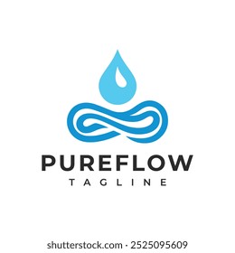 Un logotipo de Vector minimalista para una marca de bienestar, un simple icono de gotas de agua, simplicidad y logotipo tranquilo