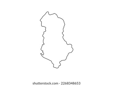 Minimalistische Vektorkarte Albaniens mit glatten Linien auf weiß.
