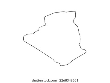 Minimalist vector map of Algeria with smooth lines on white.