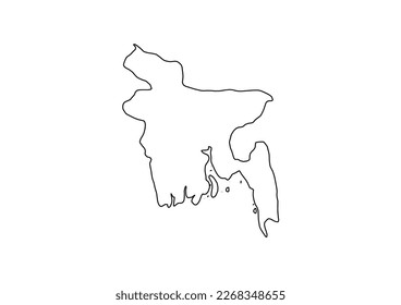 Minimalist vector map of Bangladesh with smooth lines on white.
