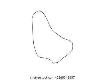 Mapa vectorial minimalista de Barbados con líneas suaves en blanco.
