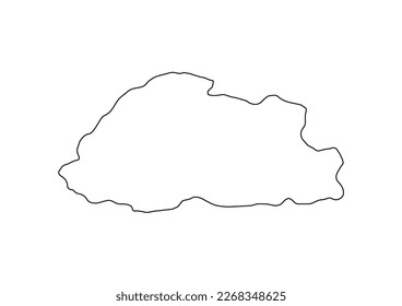 Minimalist vector map of Bhutan with smooth lines on white.