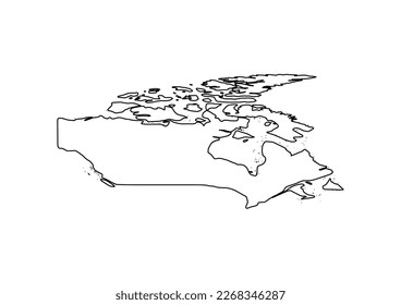 Minimalist vector map of Canada with smooth lines on white.