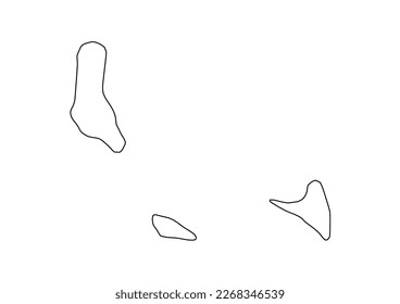 Minimalistische Vektorkarte der Komoren mit glatten Linien auf Weiß.