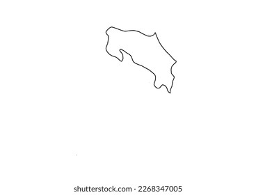 Mapa vectorial minimalista de Costa Rica con líneas lisas en blanco.