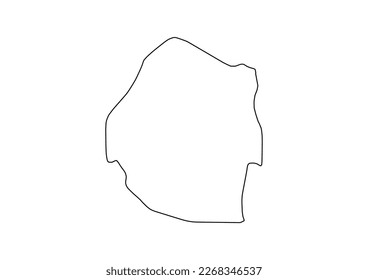 Minimalist vector map of eSwatini with smooth lines on white.