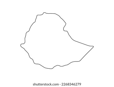 Minimalist vector map of Ethiopia with smooth lines on white.