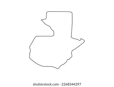 Minimalist vector map of Guatemala with smooth lines on white.