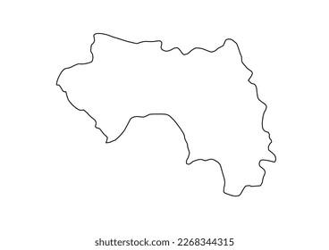 Minimalist vector map of Guinea with smooth lines on white.