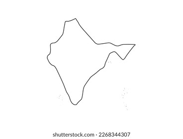 Minimalist vector map of India with smooth lines on white.