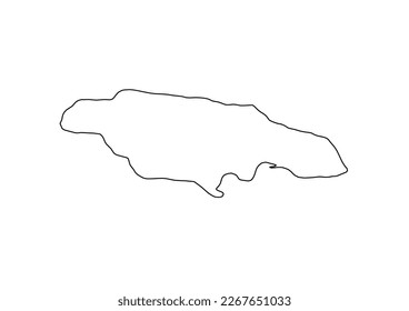 Minimalist vector map of Jamaica with smooth lines on white.