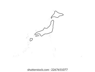 Minimalist vector map of Japan with smooth lines on white.